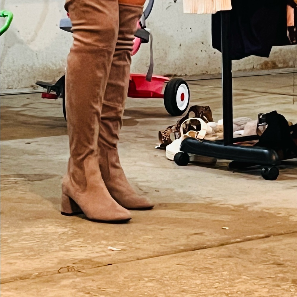 Women’s suede, high thigh boots